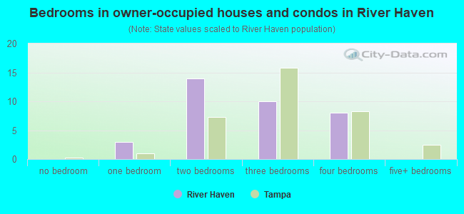 Bedrooms in owner-occupied houses and condos in River Haven