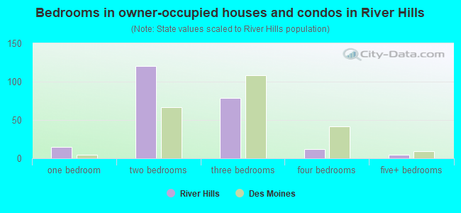 Bedrooms in owner-occupied houses and condos in River Hills
