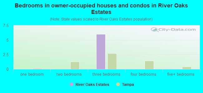 Bedrooms in owner-occupied houses and condos in River Oaks Estates