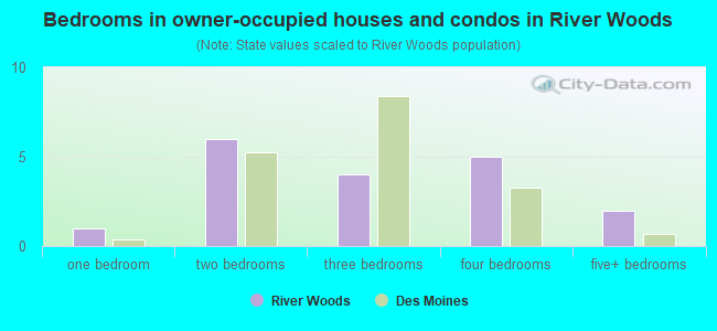 Bedrooms in owner-occupied houses and condos in River Woods