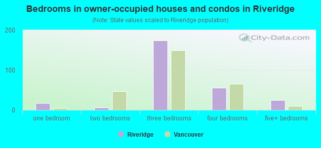 Bedrooms in owner-occupied houses and condos in Riveridge