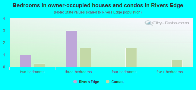 Bedrooms in owner-occupied houses and condos in Rivers Edge
