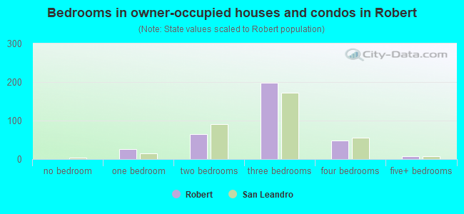 Bedrooms in owner-occupied houses and condos in Robert