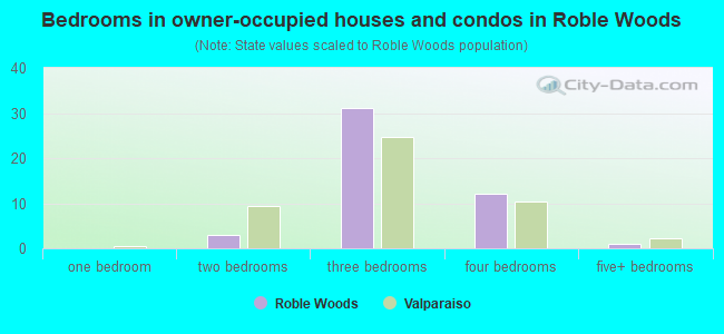 Bedrooms in owner-occupied houses and condos in Roble Woods