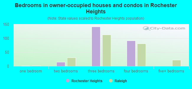 Bedrooms in owner-occupied houses and condos in Rochester Heights