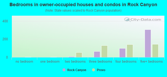 Bedrooms in owner-occupied houses and condos in Rock Canyon