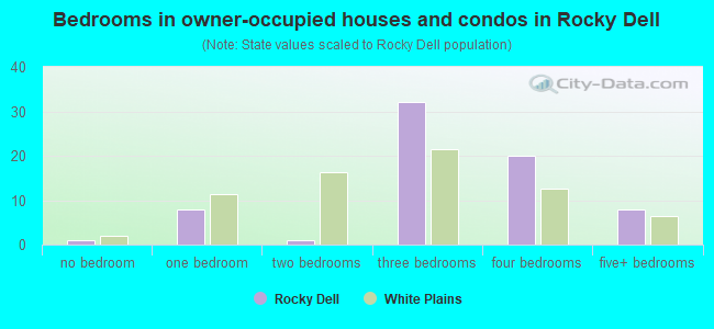 Bedrooms in owner-occupied houses and condos in Rocky Dell