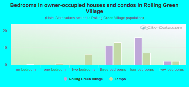 Bedrooms in owner-occupied houses and condos in Rolling Green Village
