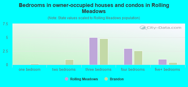 Bedrooms in owner-occupied houses and condos in Rolling Meadows