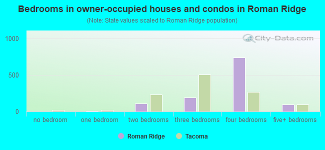Bedrooms in owner-occupied houses and condos in Roman Ridge