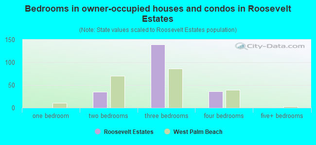 Bedrooms in owner-occupied houses and condos in Roosevelt Estates