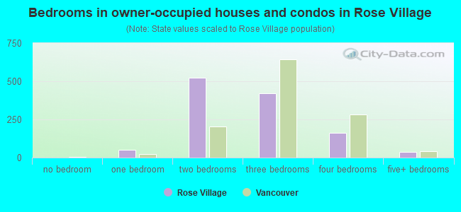 Bedrooms in owner-occupied houses and condos in Rose Village