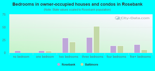 Bedrooms in owner-occupied houses and condos in Rosebank