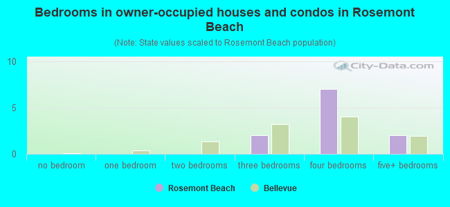 Bedrooms in owner-occupied houses and condos in Rosemont Beach