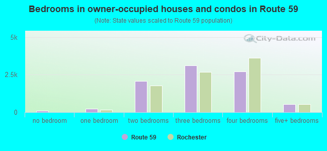 Bedrooms in owner-occupied houses and condos in Route 59