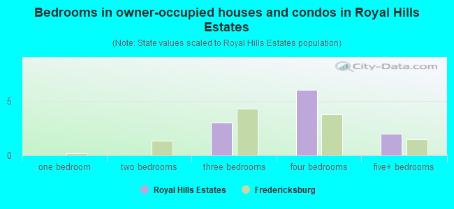 Bedrooms in owner-occupied houses and condos in Royal Hills Estates