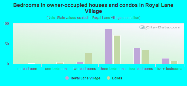 Bedrooms in owner-occupied houses and condos in Royal Lane Village