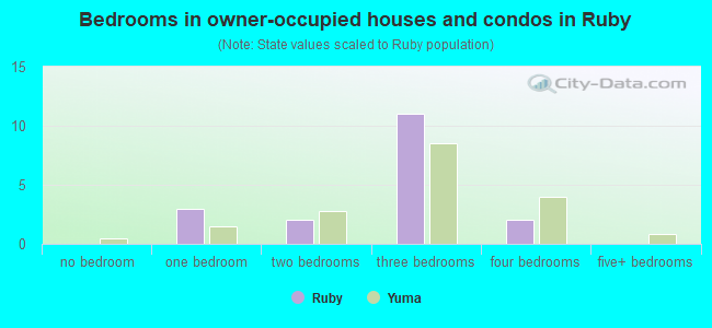 Bedrooms in owner-occupied houses and condos in Ruby