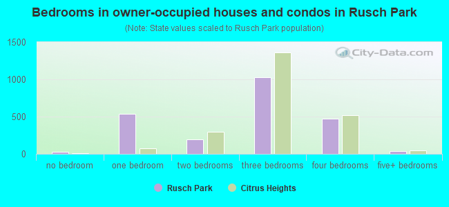 Bedrooms in owner-occupied houses and condos in Rusch Park