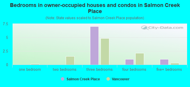 Bedrooms in owner-occupied houses and condos in Salmon Creek Place