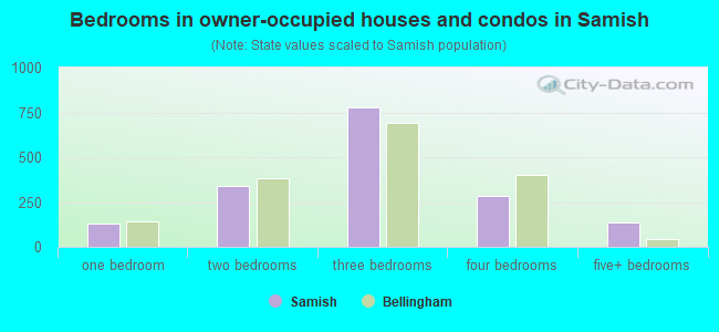 Bedrooms in owner-occupied houses and condos in Samish