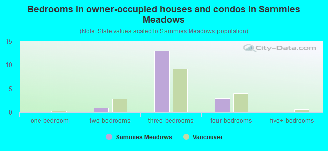 Bedrooms in owner-occupied houses and condos in Sammies Meadows