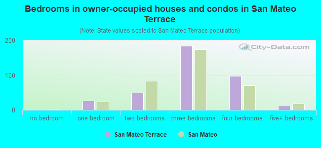 Bedrooms in owner-occupied houses and condos in San Mateo Terrace