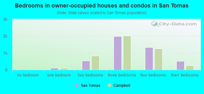 Bedrooms in owner-occupied houses and condos in San Tomas