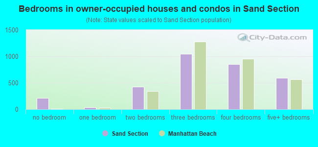 Bedrooms in owner-occupied houses and condos in Sand Section