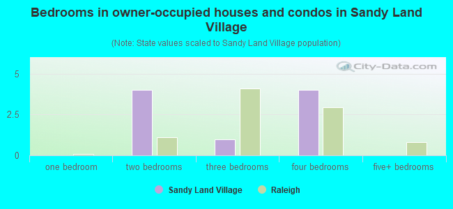 Bedrooms in owner-occupied houses and condos in Sandy Land Village