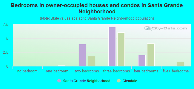 Bedrooms in owner-occupied houses and condos in Santa Grande Neighborhood