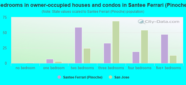 Bedrooms in owner-occupied houses and condos in Santee  Ferrari (Pinoche)