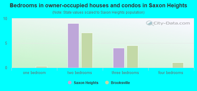 Bedrooms in owner-occupied houses and condos in Saxon Heights