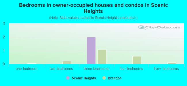 Bedrooms in owner-occupied houses and condos in Scenic Heights