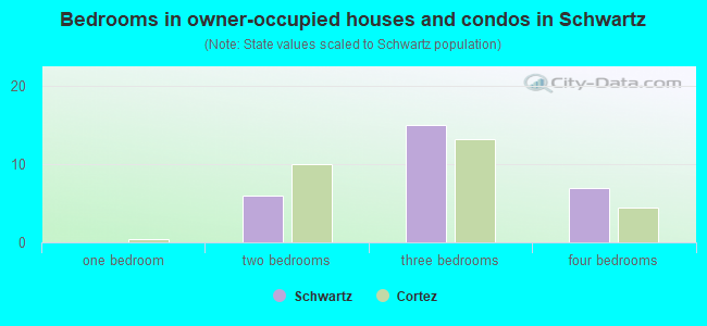 Bedrooms in owner-occupied houses and condos in Schwartz