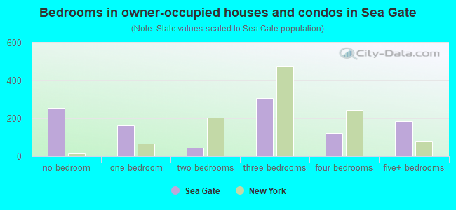 Bedrooms in owner-occupied houses and condos in Sea Gate