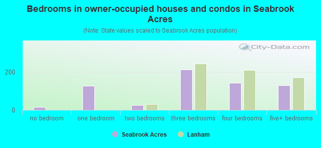Bedrooms in owner-occupied houses and condos in Seabrook Acres
