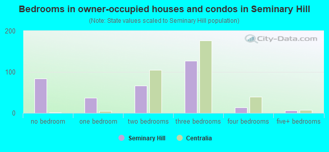 Bedrooms in owner-occupied houses and condos in Seminary Hill