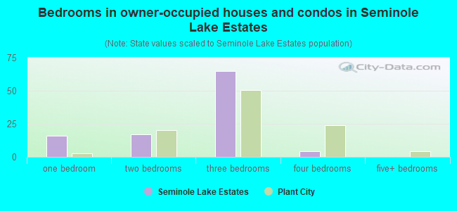 Bedrooms in owner-occupied houses and condos in Seminole Lake Estates