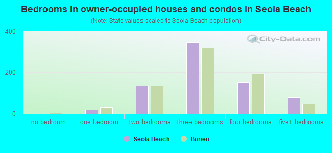 Bedrooms in owner-occupied houses and condos in Seola Beach