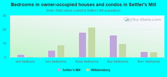 Bedrooms in owner-occupied houses and condos in Settler's Mill