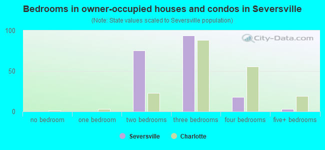 Bedrooms in owner-occupied houses and condos in Seversville