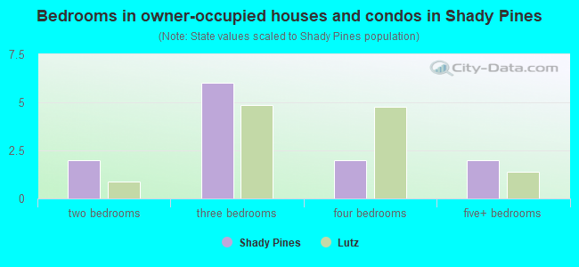 Bedrooms in owner-occupied houses and condos in Shady Pines
