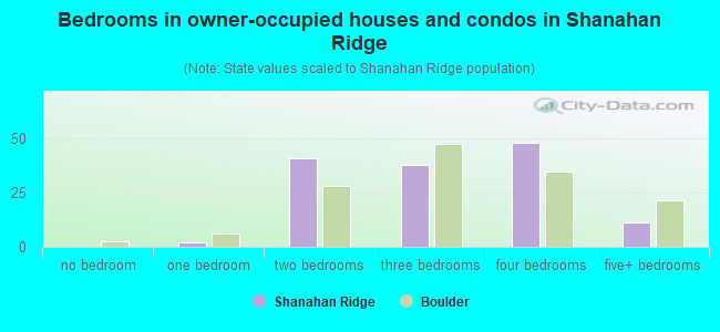 Bedrooms in owner-occupied houses and condos in Shanahan Ridge