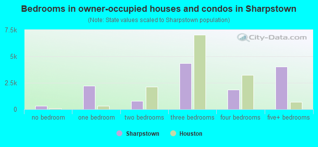 Bedrooms in owner-occupied houses and condos in Sharpstown