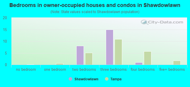 Bedrooms in owner-occupied houses and condos in Shawdowlawn