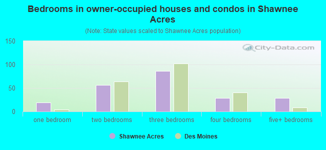 Bedrooms in owner-occupied houses and condos in Shawnee Acres
