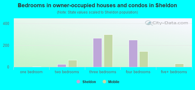 Bedrooms in owner-occupied houses and condos in Sheldon