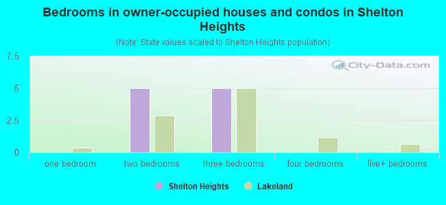 Bedrooms in owner-occupied houses and condos in Shelton Heights