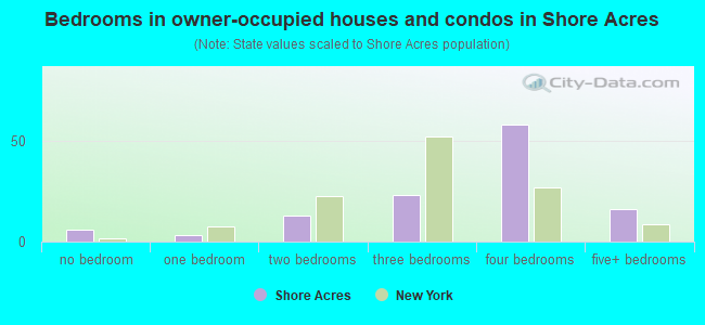 Bedrooms in owner-occupied houses and condos in Shore Acres